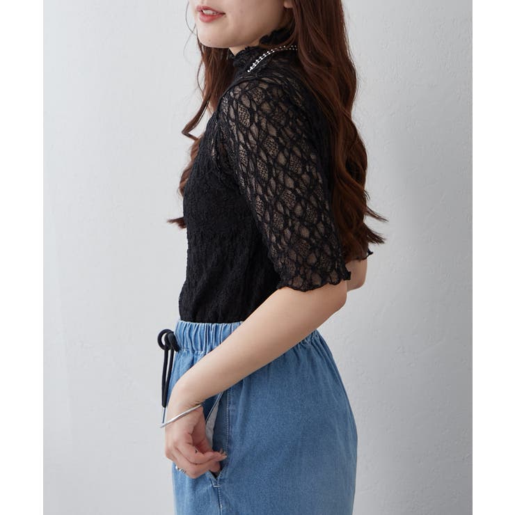 ストレッチレースボトルネックプルオーバー | RMAF　NICE CLAUP / OLIVE des OLIVE | 詳細画像11 