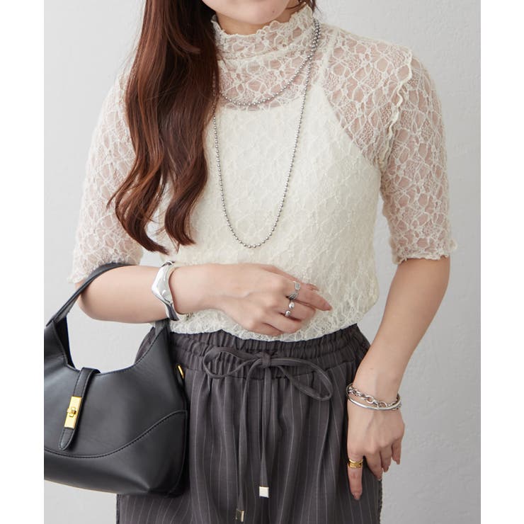 ストレッチレースボトルネックプルオーバー | RMAF　NICE CLAUP / OLIVE des OLIVE | 詳細画像2 