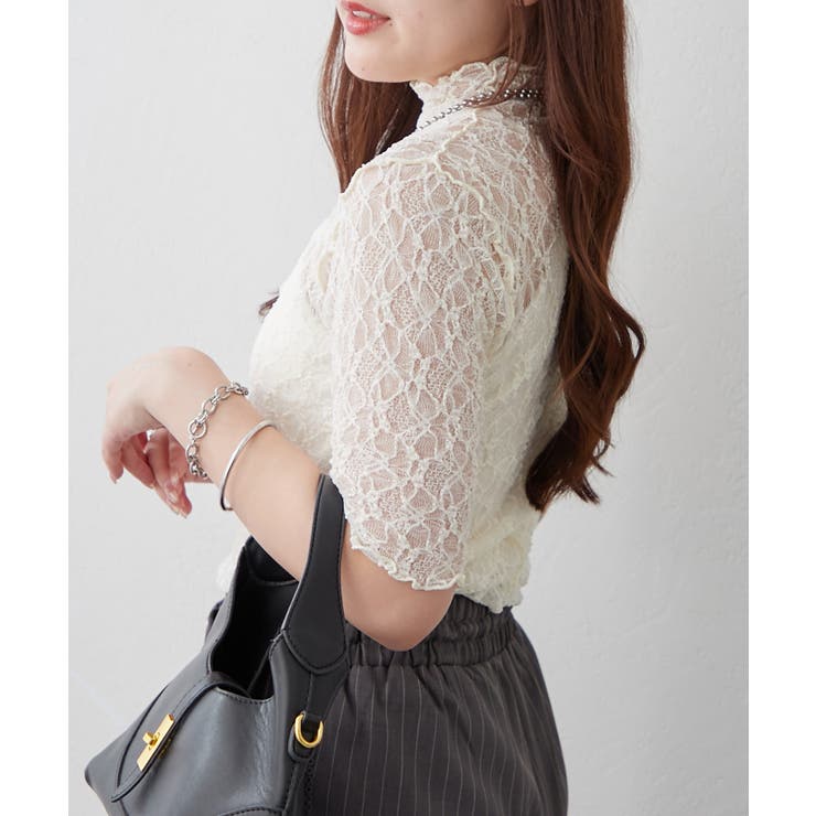 ストレッチレースボトルネックプルオーバー | RMAF　NICE CLAUP / OLIVE des OLIVE | 詳細画像3 