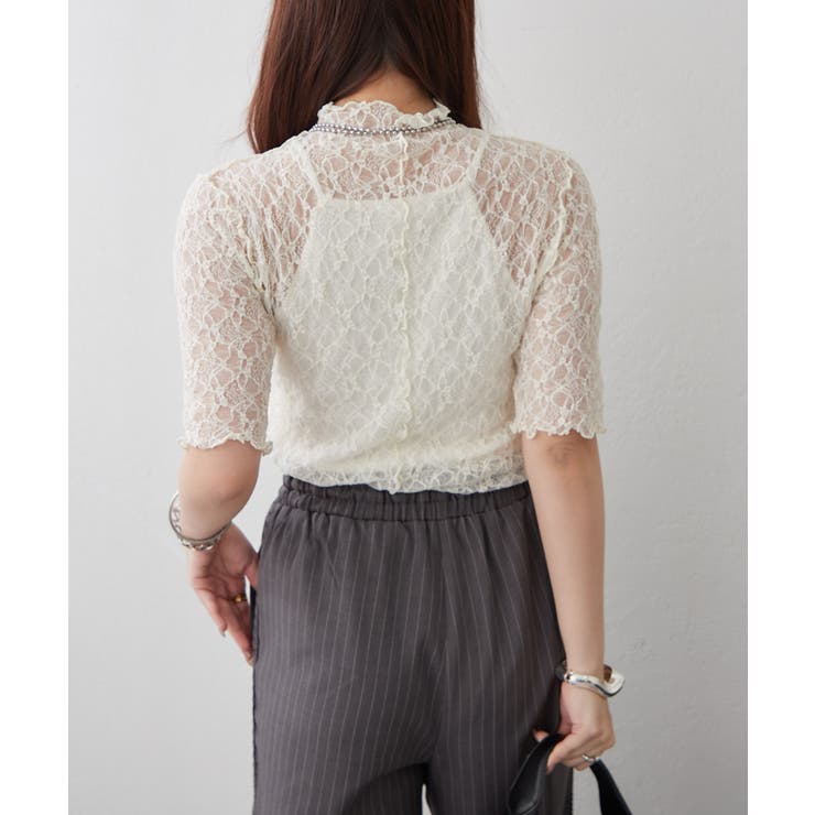 ストレッチレースボトルネックプルオーバー | RMAF　NICE CLAUP / OLIVE des OLIVE | 詳細画像4 