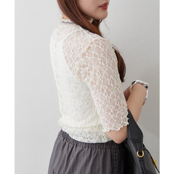 ストレッチレースボトルネックプルオーバー | RMAF　NICE CLAUP / OLIVE des OLIVE | 詳細画像5 