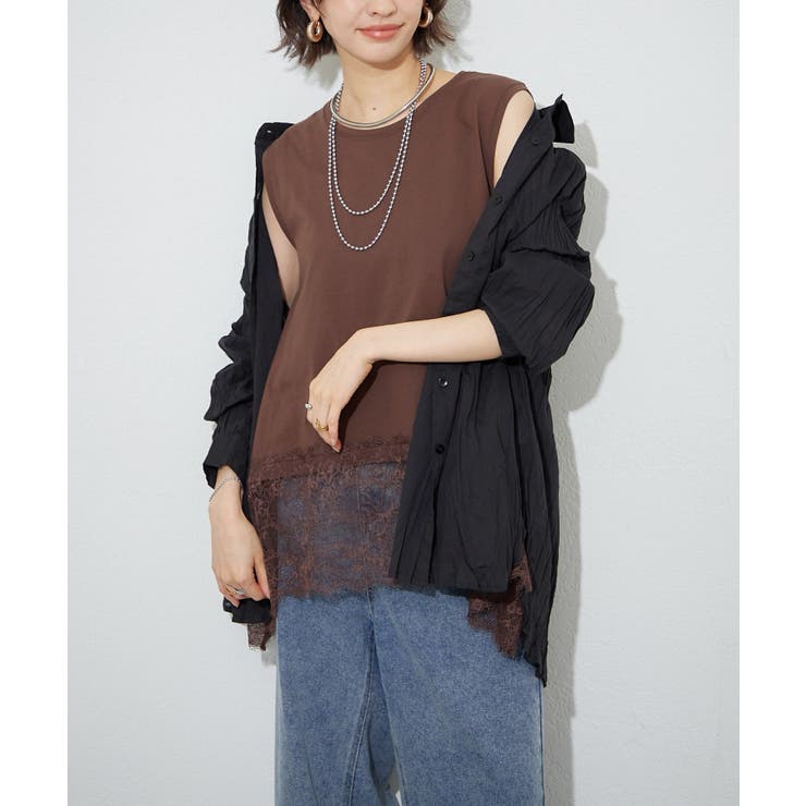 【レイヤードコーデにもおすすめ】裾レースノースリプルオーバー | RMAF　NICE CLAUP / OLIVE des OLIVE | 詳細画像23 