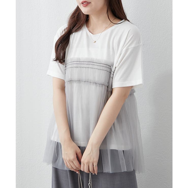 オフ | 【Web限定】チュールドッキングTシャツ | NICE CLAUP / OLIVE des OLIVE　OUTLET