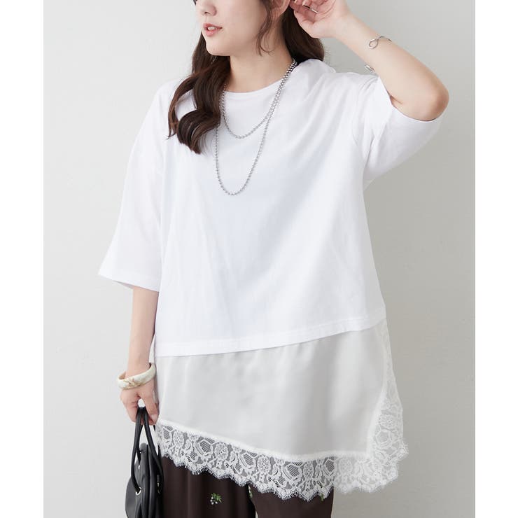 レースドッキングTシャツ | RMAF　NICE CLAUP / OLIVE des OLIVE | 詳細画像1 