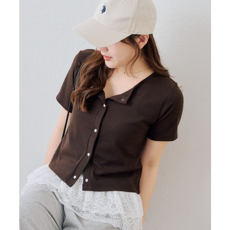 【セットアイテム】テレコ半袖カーディガン+裾レースキャミ | RMAF　NICE CLAUP / OLIVE des OLIVE | 詳細画像28 