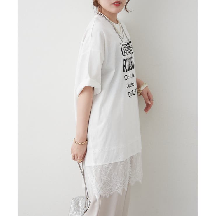 【丈の長さを選べる】裾レースTシャツ | RMAF　NICE CLAUP / OLIVE des OLIVE | 詳細画像7 