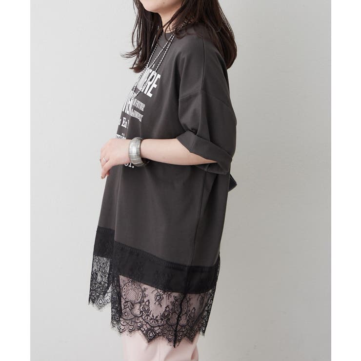 【丈の長さを選べる】裾レースTシャツ | RMAF　NICE CLAUP / OLIVE des OLIVE | 詳細画像3 