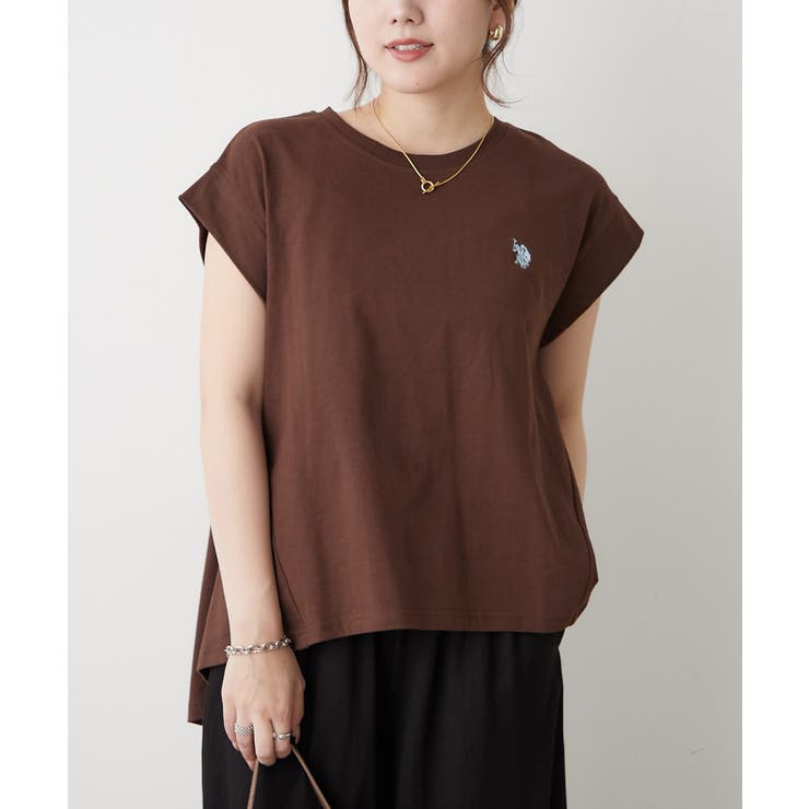 ブラウン | 【U.S. POLO ASSN. ×RMAF】接触冷感 フレンチ袖Tシャツ | RMAF　NICE CLAUP / OLIVE des OLIVE