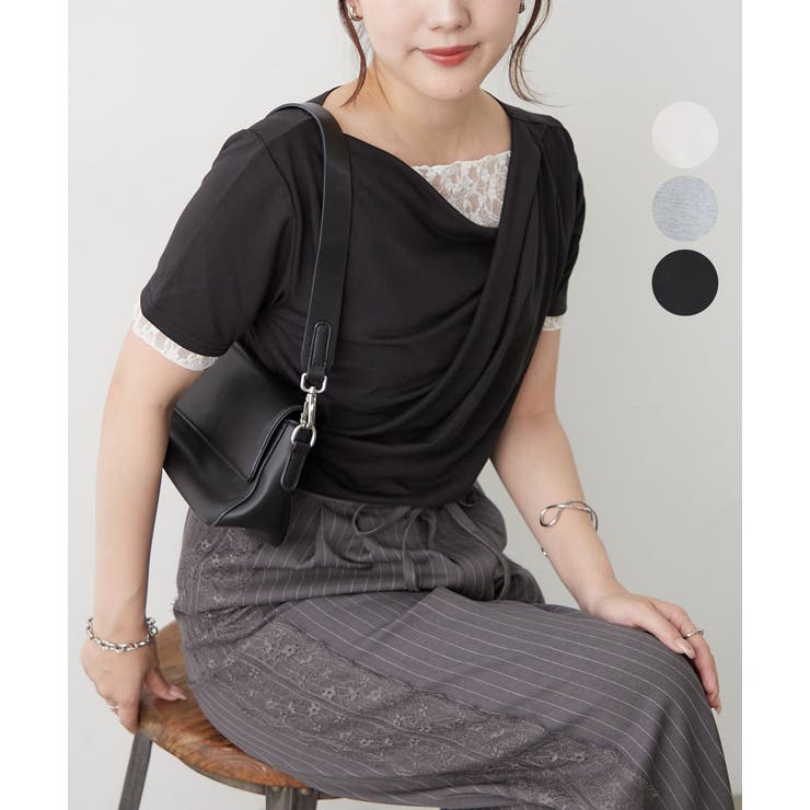 レースドッキングドレープTシャツ | RMAF　NICE CLAUP / OLIVE des OLIVE | 詳細画像1 