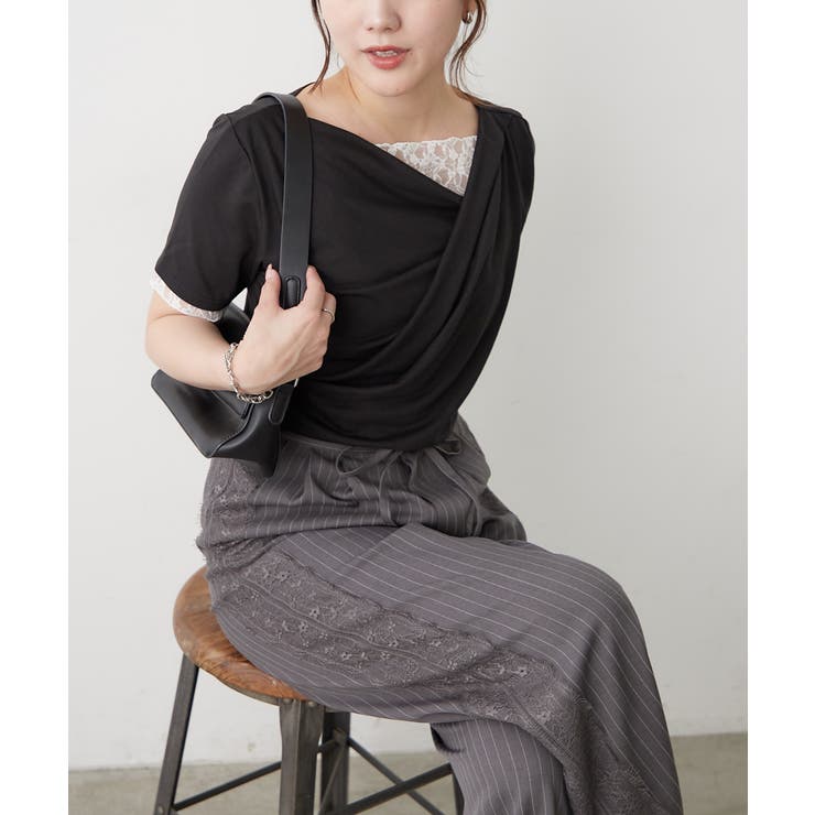 レースドッキングドレープTシャツ | RMAF　NICE CLAUP / OLIVE des OLIVE | 詳細画像2 