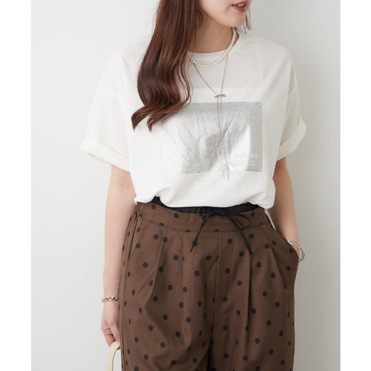 【接触冷感】カノコ箔かすれプリントTシャツ | RMAF　NICE CLAUP / OLIVE des OLIVE | 詳細画像2 