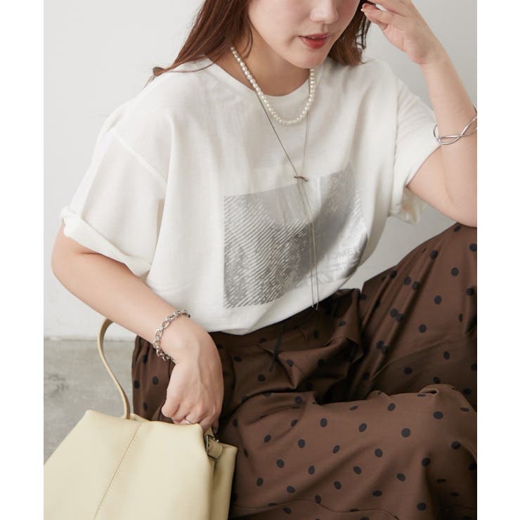 オフ | 【接触冷感】カノコ箔かすれプリントTシャツ | RMAF　NICE CLAUP / OLIVE des OLIVE