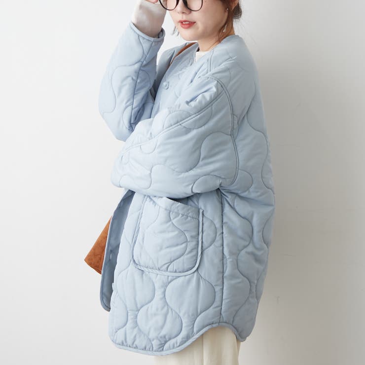 軽くて暖かい、パイピングキルトジャケット | RMAF　NICE CLAUP / OLIVE des OLIVE | 詳細画像4 