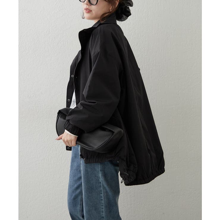 今期⭐︎新品⭐︎ポリエステル スタンドカラー ブルゾン　ブラック　M ポリエステル スタンドカラー ブルゾン