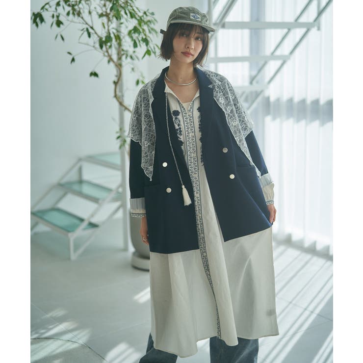 【レーススカーフ付き】ビッグテーラージャケット | RMAF　NICE CLAUP / OLIVE des OLIVE | 詳細画像2 