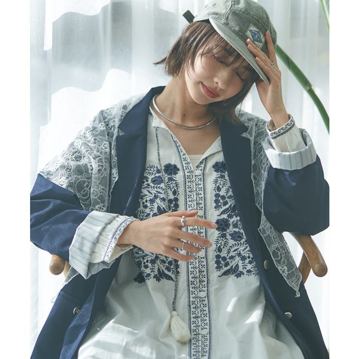 【レーススカーフ付き】ビッグテーラージャケット | RMAF　NICE CLAUP / OLIVE des OLIVE | 詳細画像5 