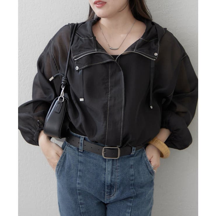 ブラック系 / フードあり | 【選べるデザイン】シアーブルゾン | RMAF　NICE CLAUP / OLIVE des OLIVE