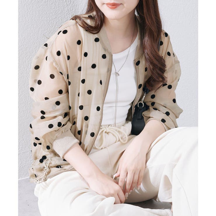 ベージュ | シアーフロッキー水玉ブルゾン | RMAF　NICE CLAUP / OLIVE des OLIVE