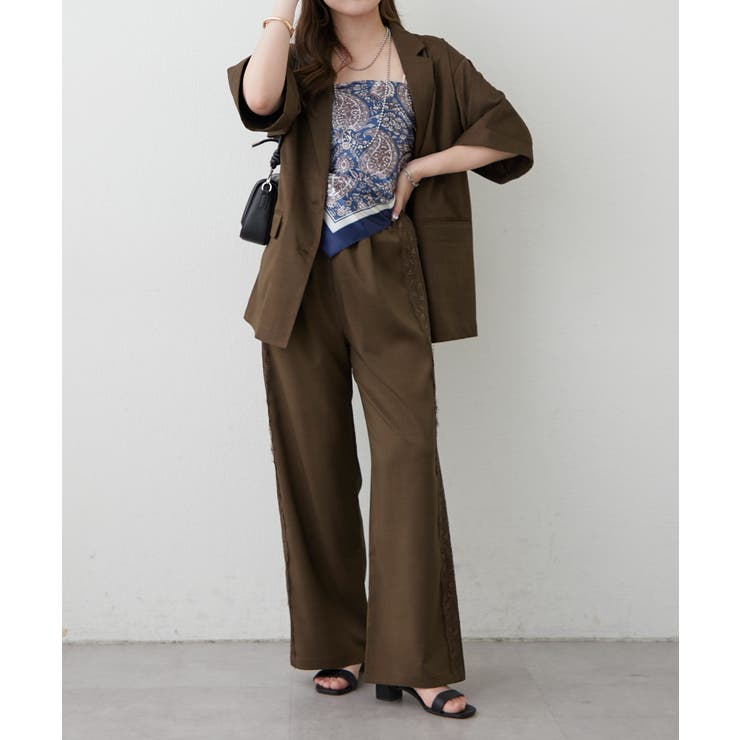 【セットアップ対応】スカーフ付き ビッグテーラーシングルジャケット | RMAF　NICE CLAUP / OLIVE des OLIVE | 詳細画像5 