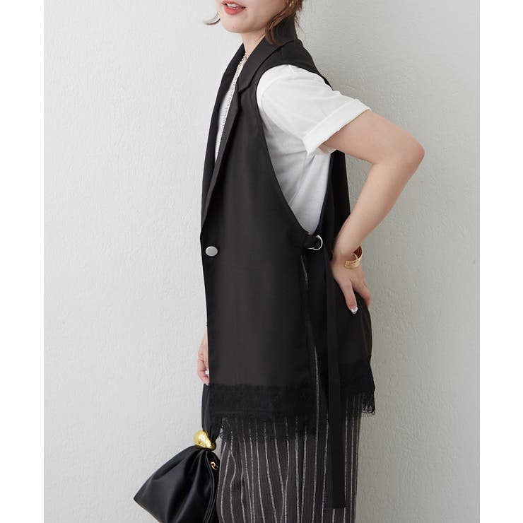 ブラック | 【セットアップ対応】裾レースDカンジレ | RMAF　NICE CLAUP / OLIVE des OLIVE