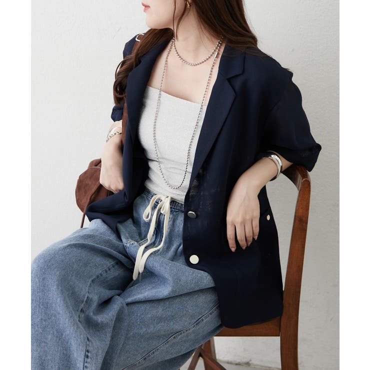 ネイビー | 【大人の夏スタイル】メッシュテーラージャケット | RMAF　NICE CLAUP / OLIVE des OLIVE