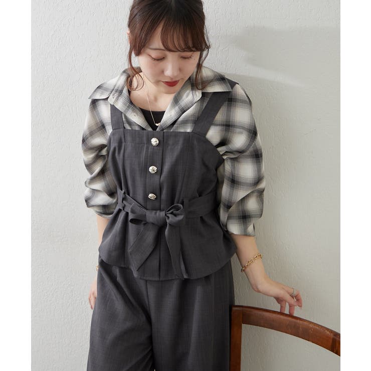 【セットアップ】共ベルト付ジレ+ワイドパンツ | RMAF　NICE CLAUP / OLIVE des OLIVE | 詳細画像7 