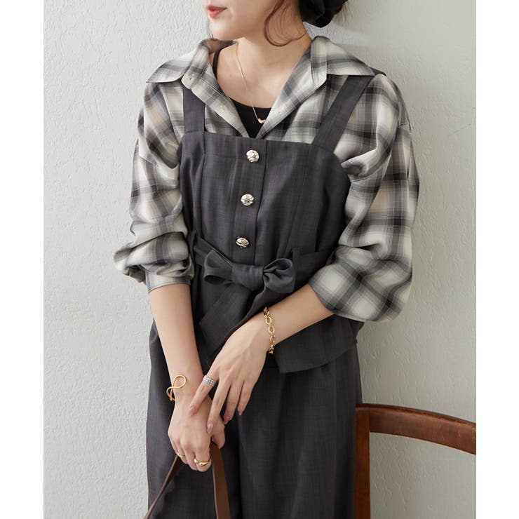 【セットアップ】共ベルト付ジレ+ワイドパンツ | RMAF　NICE CLAUP / OLIVE des OLIVE | 詳細画像8 