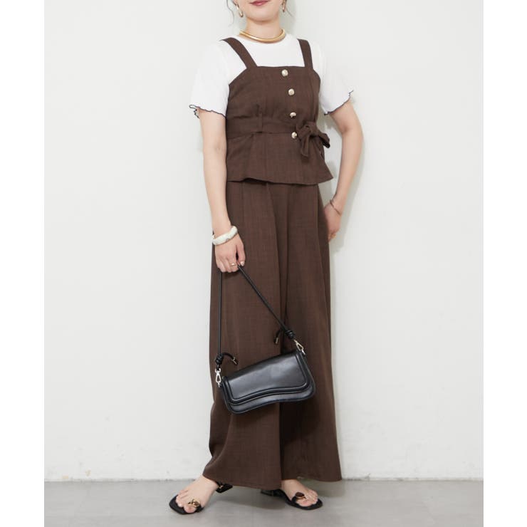 セットアップ】共ベルト付ジレ+ワイドパンツ[品番：OLOW0017853]｜RMAF