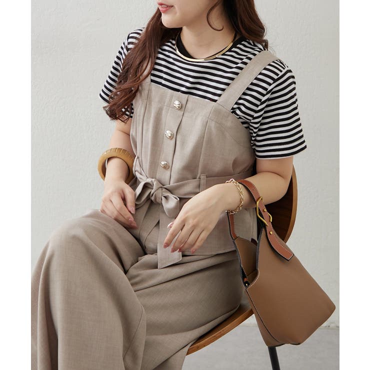 グレージュ | 【セットアップ】共ベルト付ジレ+ワイドパンツ | RMAF　NICE CLAUP / OLIVE des OLIVE