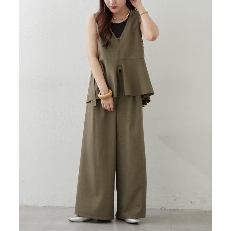 【セットアップ】ダブルジップジレ+ワイドパンツ | RMAF　NICE CLAUP / OLIVE des OLIVE | 詳細画像6 