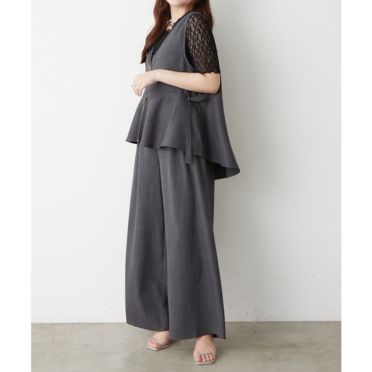 チャコール | 【セットアップ】ダブルジップジレ+ワイドパンツ | RMAF　NICE CLAUP / OLIVE des OLIVE