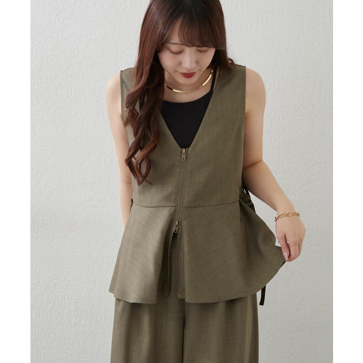 【セットアップ】ダブルジップジレ+ワイドパンツ | RMAF　NICE CLAUP / OLIVE des OLIVE | 詳細画像3 