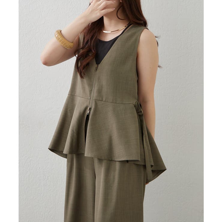 【セットアップ】ダブルジップジレ+ワイドパンツ | RMAF　NICE CLAUP / OLIVE des OLIVE | 詳細画像4 