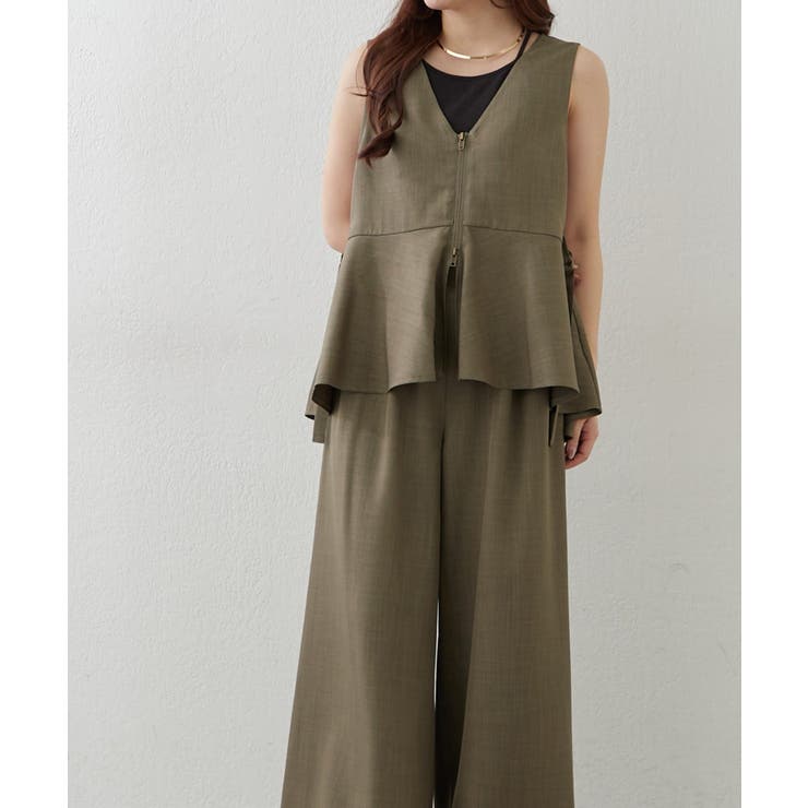 【セットアップ】ダブルジップジレ+ワイドパンツ | RMAF　NICE CLAUP / OLIVE des OLIVE | 詳細画像2 