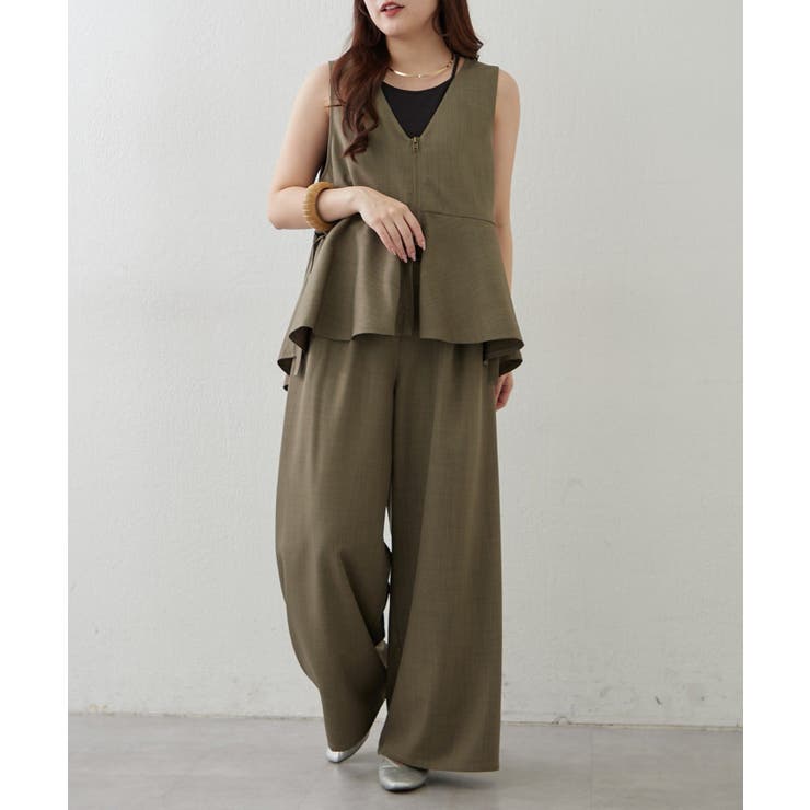 【セットアップ】ダブルジップジレ+ワイドパンツ | RMAF　NICE CLAUP / OLIVE des OLIVE | 詳細画像7 