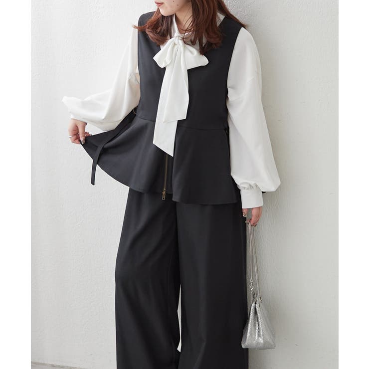 ブラック | 【セットアップ】ダブルジップジレ+ワイドパンツ | RMAF　NICE CLAUP / OLIVE des OLIVE