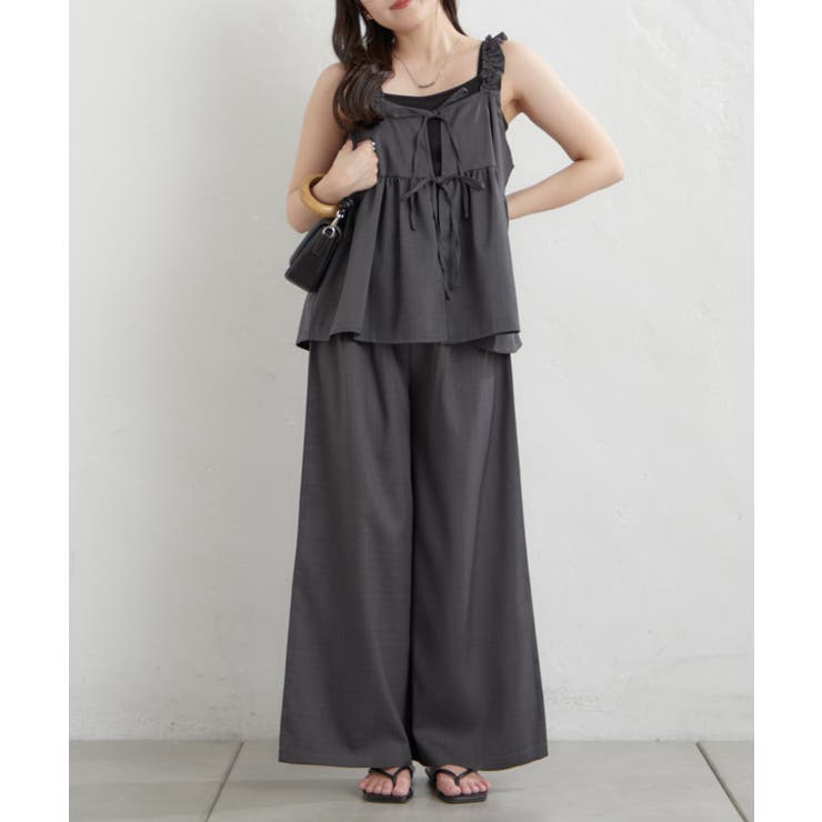 【セットアップ】リボンキャミ×ワイドパンツ | RMAF　NICE CLAUP / OLIVE des OLIVE | 詳細画像1 