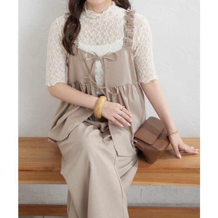 ベージュ系 | 【セットアップ】リボンキャミ×ワイドパンツ | RMAF　NICE CLAUP / OLIVE des OLIVE