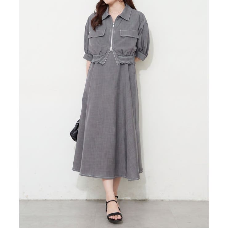 グレー | 【セットアップ】ジップブルゾン×ワンピース | RMAF　NICE CLAUP / OLIVE des OLIVE