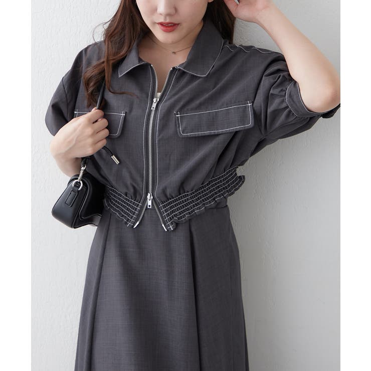 【セットアップ】ジップブルゾン×ワンピース | RMAF　NICE CLAUP / OLIVE des OLIVE | 詳細画像3 