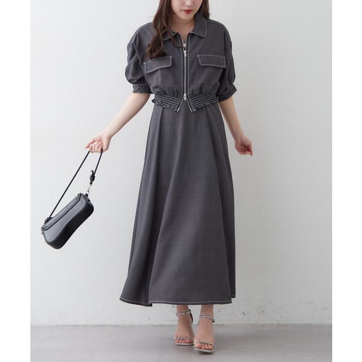 セットアップ】ジップブルゾン×ワンピース[品番：OLOW0018328]｜RMAF