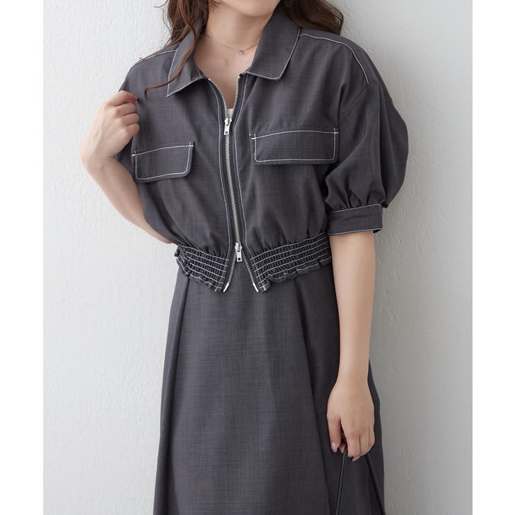 チャコール | 【セットアップ】ジップブルゾン×ワンピース | RMAF　NICE CLAUP / OLIVE des OLIVE