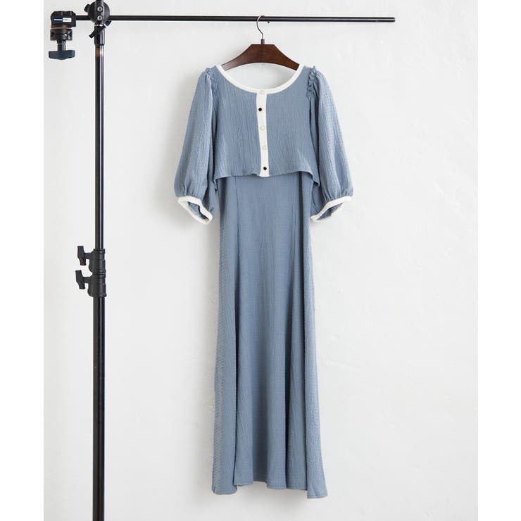 ブルー | 【Web限定】配色カットジャガードアンサンブル | NICE CLAUP / OLIVE des OLIVE　OUTLET