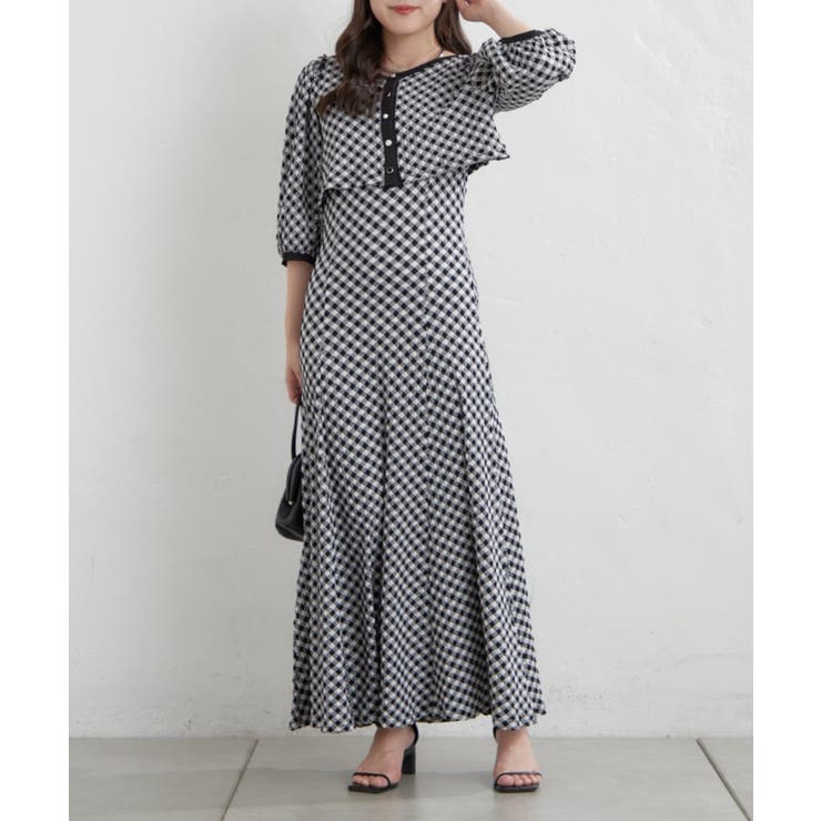 チェック | 【Web限定】配色カットジャガードアンサンブル | NICE CLAUP / OLIVE des OLIVE　OUTLET