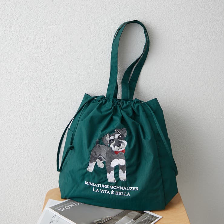 グリーン | 【Web限定】アニマル刺繍巾着トート | RMAF　NICE CLAUP / OLIVE des OLIVE