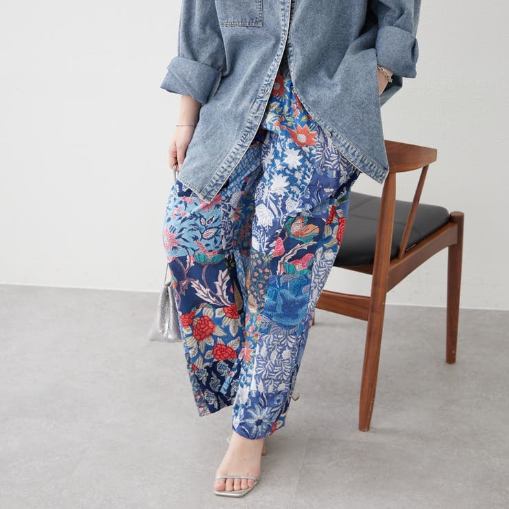 【nane】さらっと快適 インド綿 パッチワークパンツ | RMAF　NICE CLAUP / OLIVE des OLIVE | 詳細画像2 