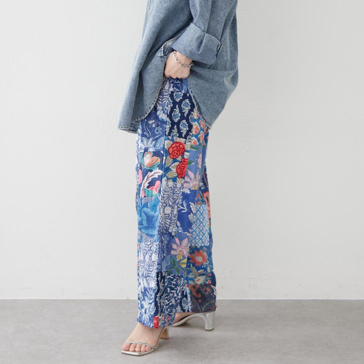 【nane】さらっと快適 インド綿 パッチワークパンツ | RMAF　NICE CLAUP / OLIVE des OLIVE | 詳細画像4 