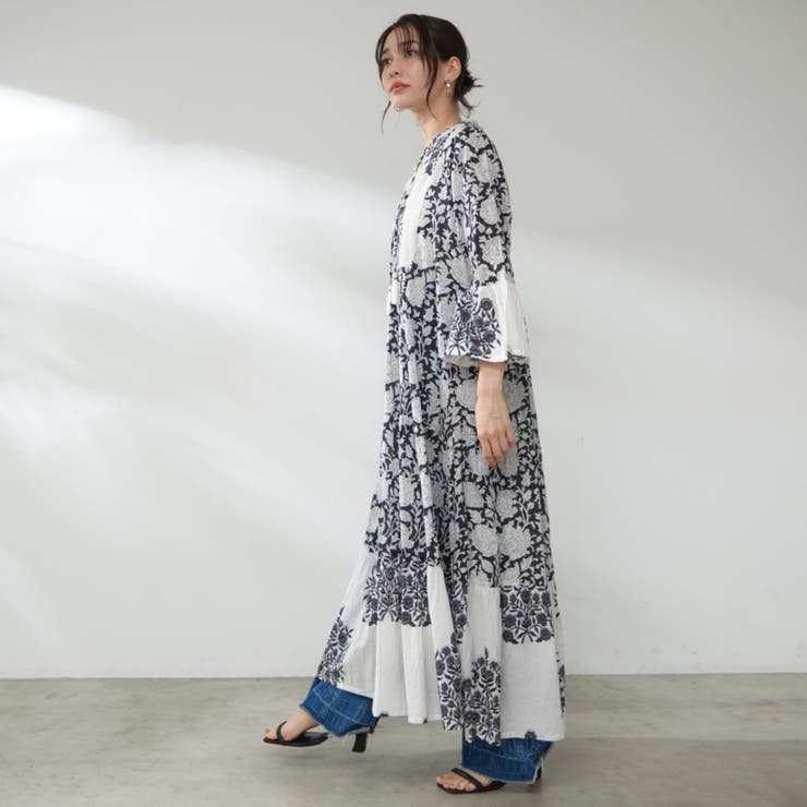 【nane】インド綿 総柄ワンピース | RMAF　NICE CLAUP / OLIVE des OLIVE | 詳細画像8 