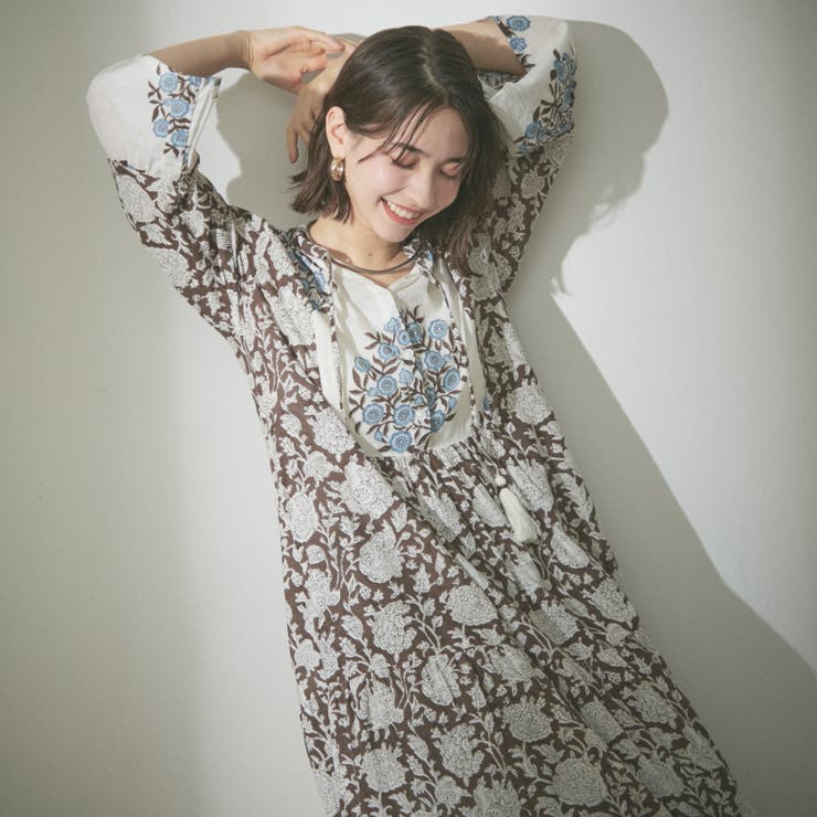 【nane】インド綿 総柄ワンピース | RMAF　NICE CLAUP / OLIVE des OLIVE | 詳細画像23 