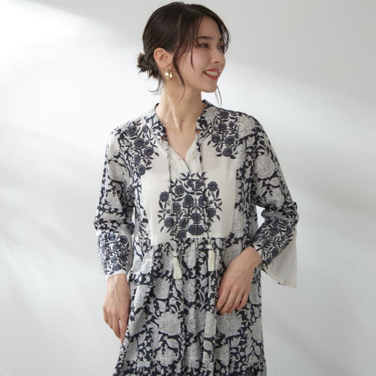 【nane】インド綿 総柄ワンピース | RMAF　NICE CLAUP / OLIVE des OLIVE | 詳細画像5 